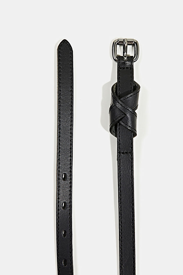 Leather belt with a decorative bow, BLACK, detail image number 1
