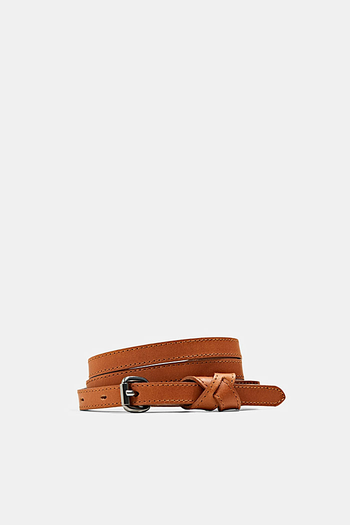 Leather belt with a decorative bow, RUST BROWN, overview