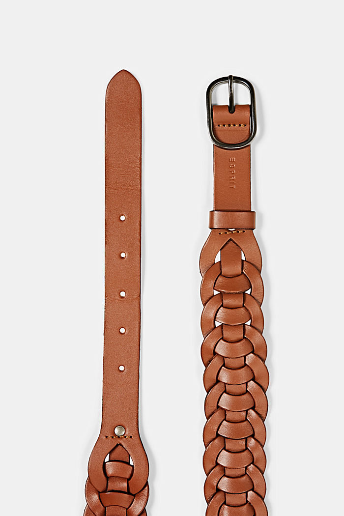 Made of leather: braided belt, RUST BROWN, detail image number 1