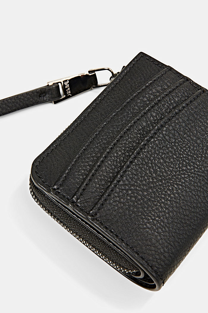 Végane : le petit portefeuille en similicuir, BLACK, detail image number 1