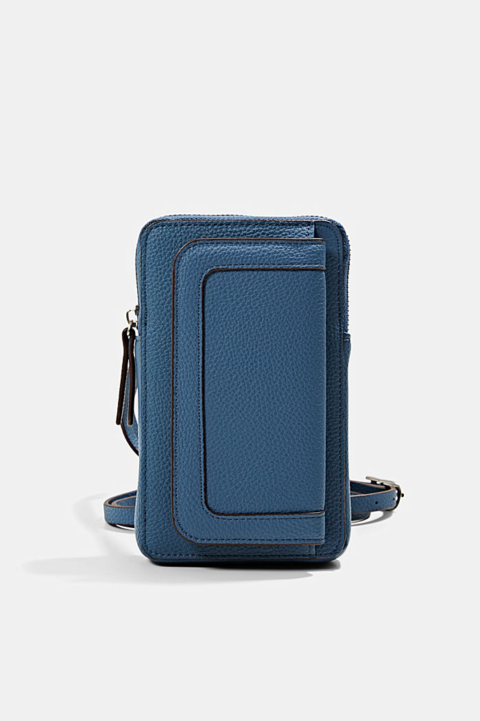 Faux leather phone bag, vegan, GREY BLUE, detail image number 0