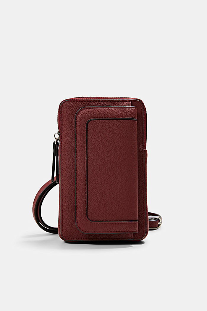 Faux leather phone bag, vegan, BORDEAUX RED, detail image number 0
