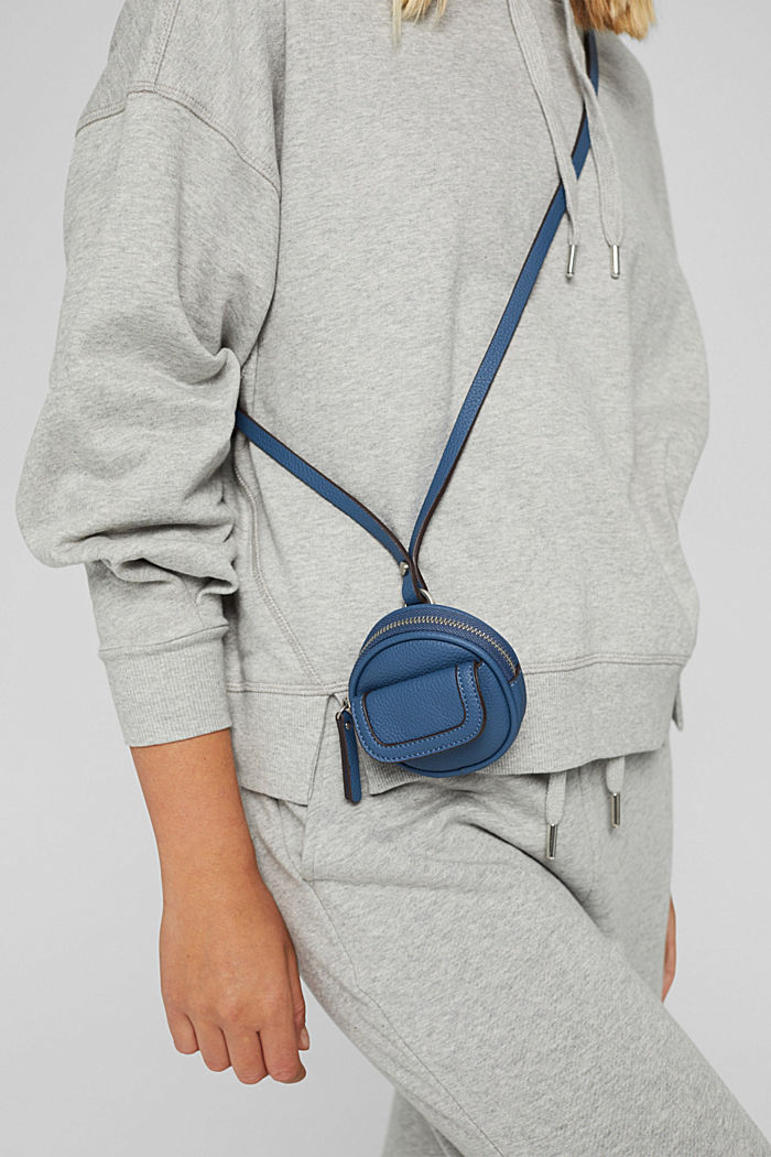 Mini faux leather shoulder bag, vegan, GREY BLUE, detail image number 3