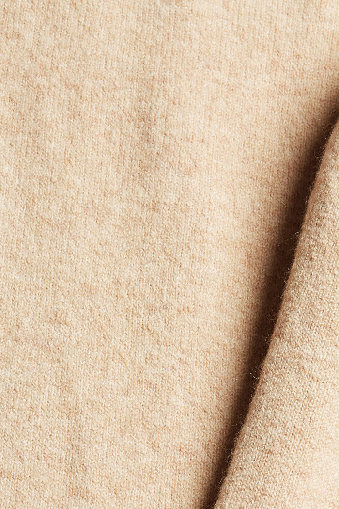 Con lana: pantalón de punto con perneras anchas, SAND, detail image number 4