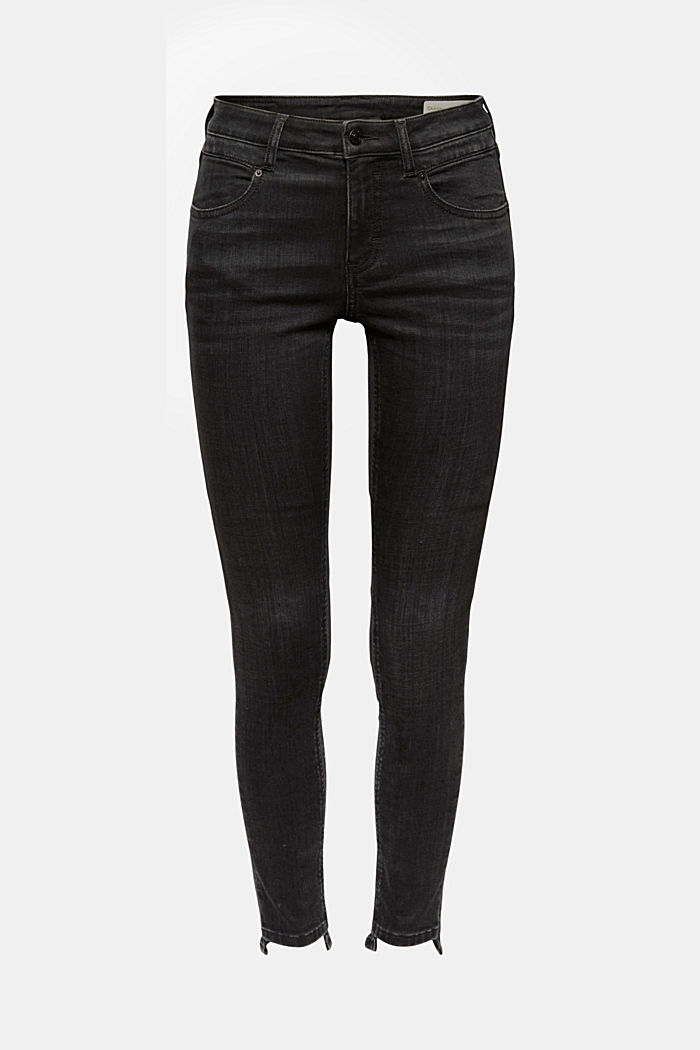 Stretch jeans in organic cotton, BLACK DARK WASHED, overview