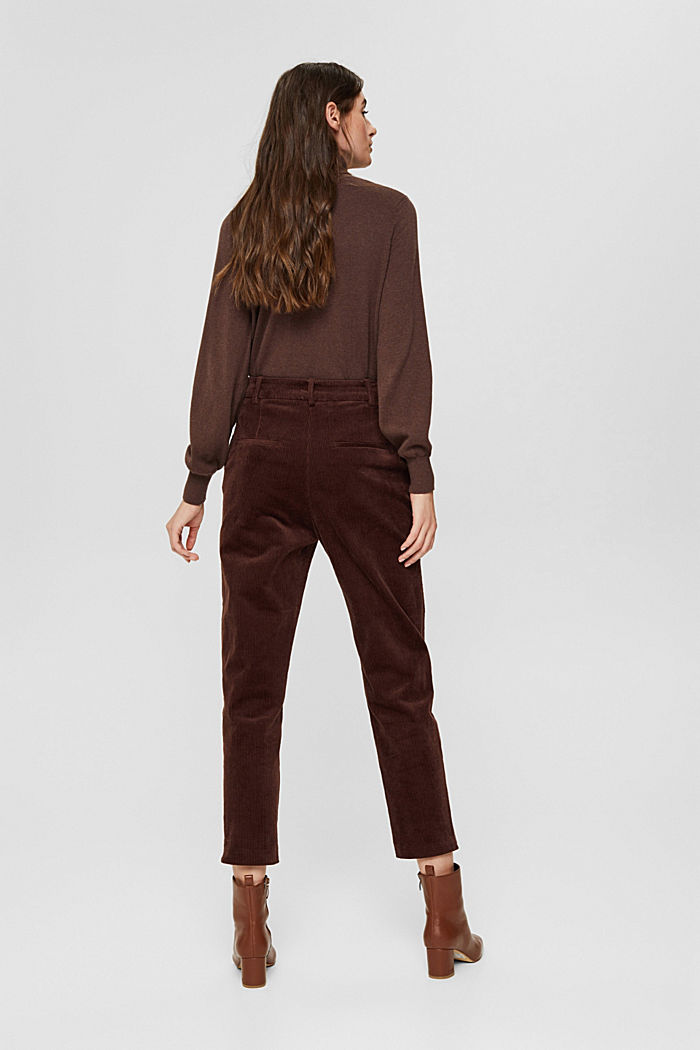 Corduroy trousers with a button fly made of 100% cotton, RUST BROWN, detail image number 3