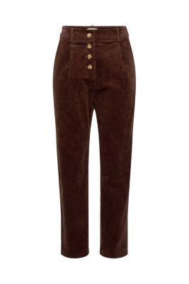 ESPRIT Pantalon en velours côtelé à braguette boutonnée, 100 % coton