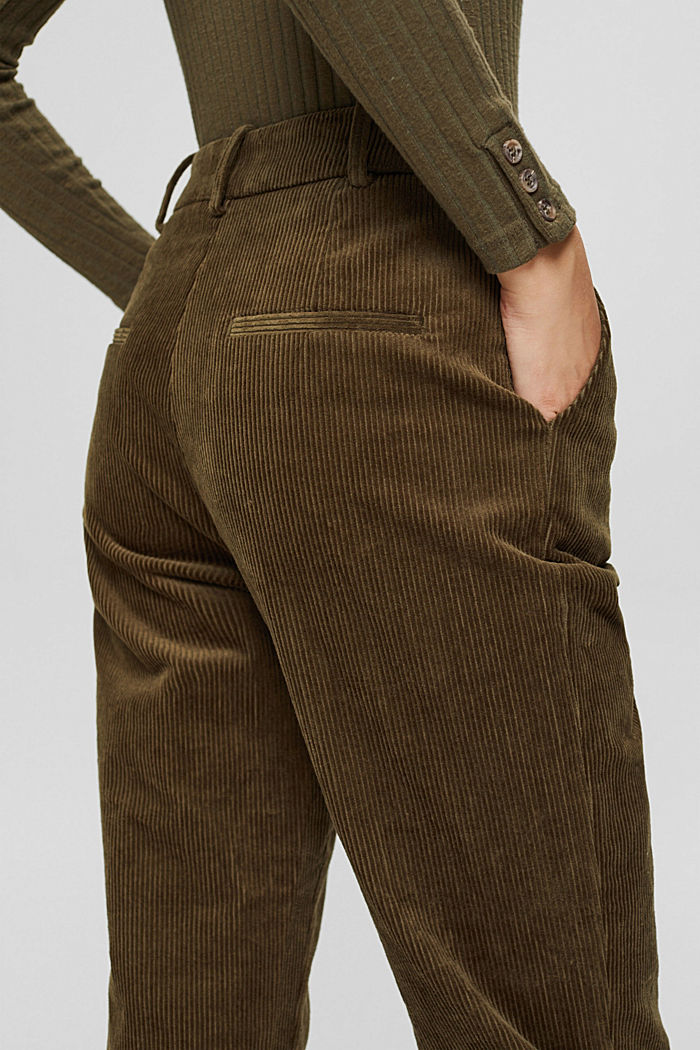 Corduroy trousers with a button fly made of 100% cotton, DARK KHAKI, detail image number 5