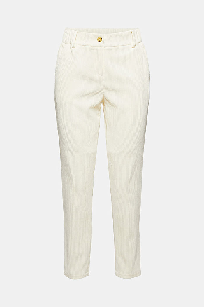 Recycled: cropped pull-on corduroy trousers, OFF WHITE, overview