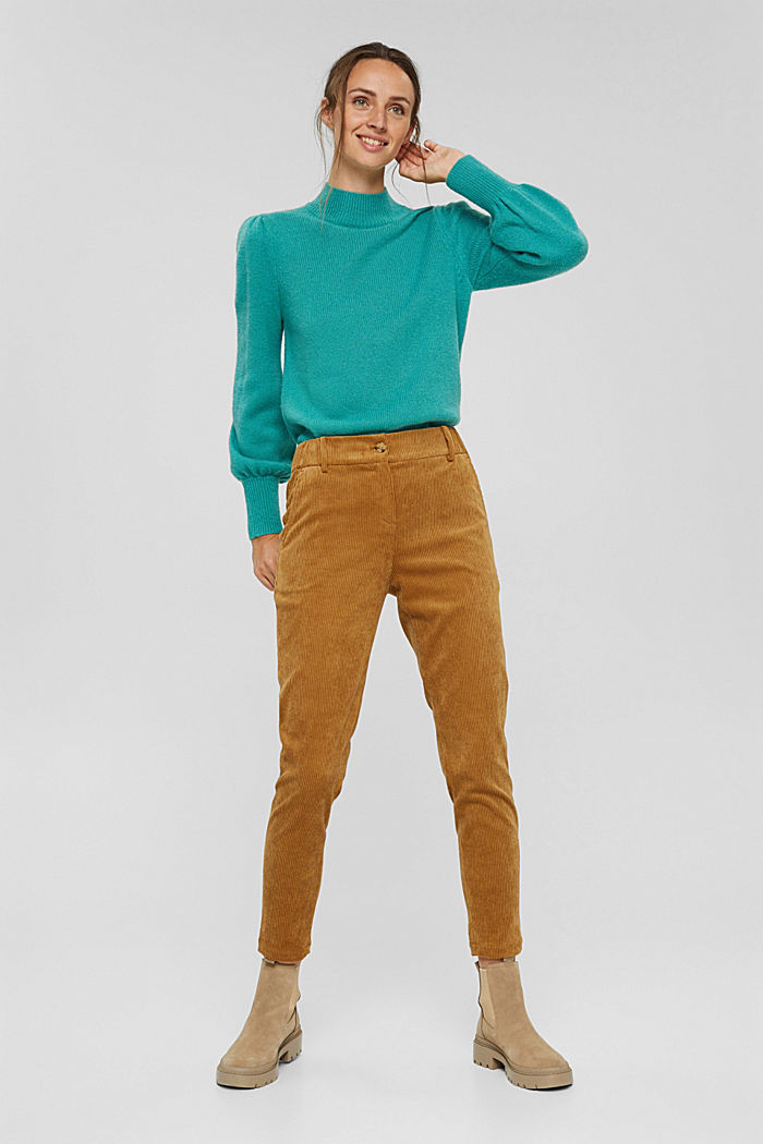 Recycled: cropped pull-on corduroy trousers, CAMEL, detail image number 6