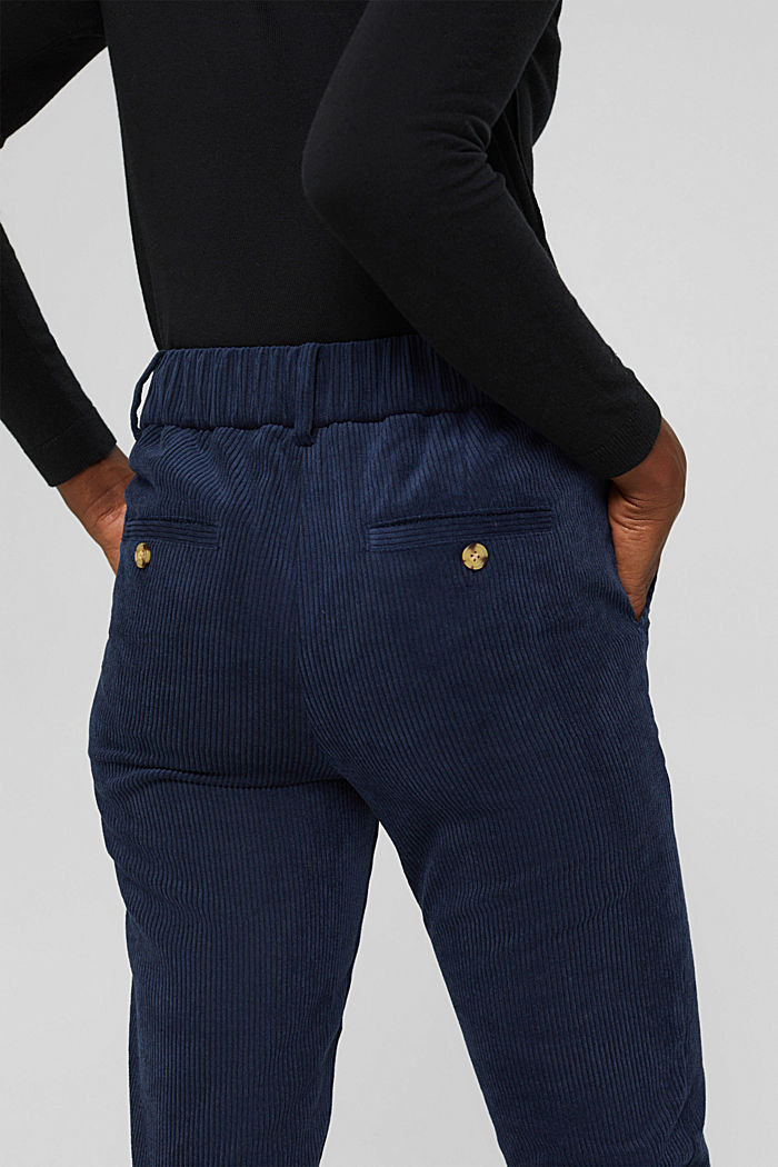 Recycled: cropped pull-on corduroy trousers, NAVY, detail image number 2