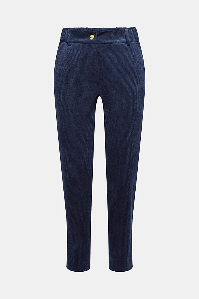 Recycled: cropped pull-on corduroy trousers, NAVY, detail image number 7