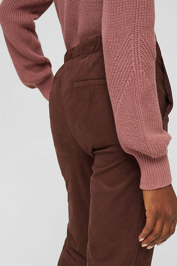 Faux suede tracksuit bottoms, RUST BROWN, detail image number 5