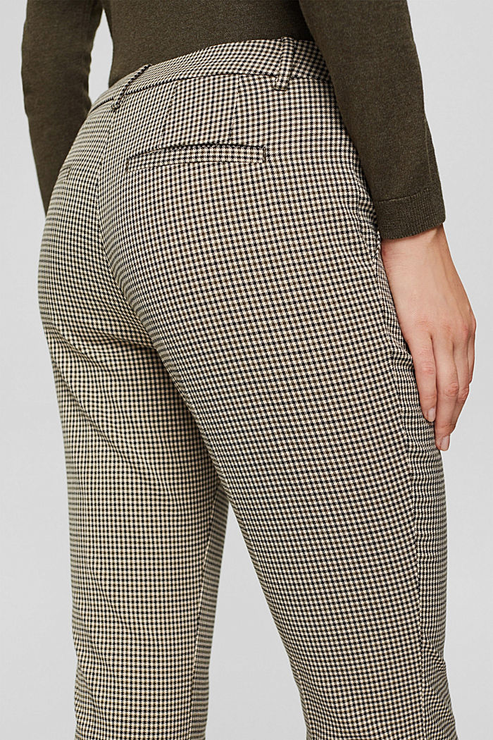 Skrócone spodnie w pepitkę z modnie rozszerzaną nogawką, DARK KHAKI, detail image number 5