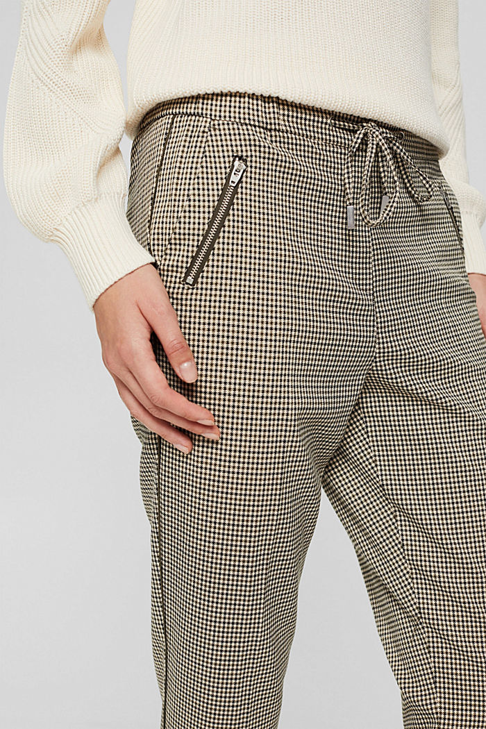 Tracksuit bottoms with a houndstooth check, DARK KHAKI, detail image number 2