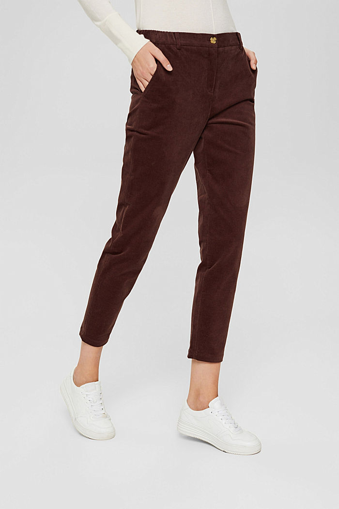 Pull-on needlecord chinos, RUST BROWN, overview