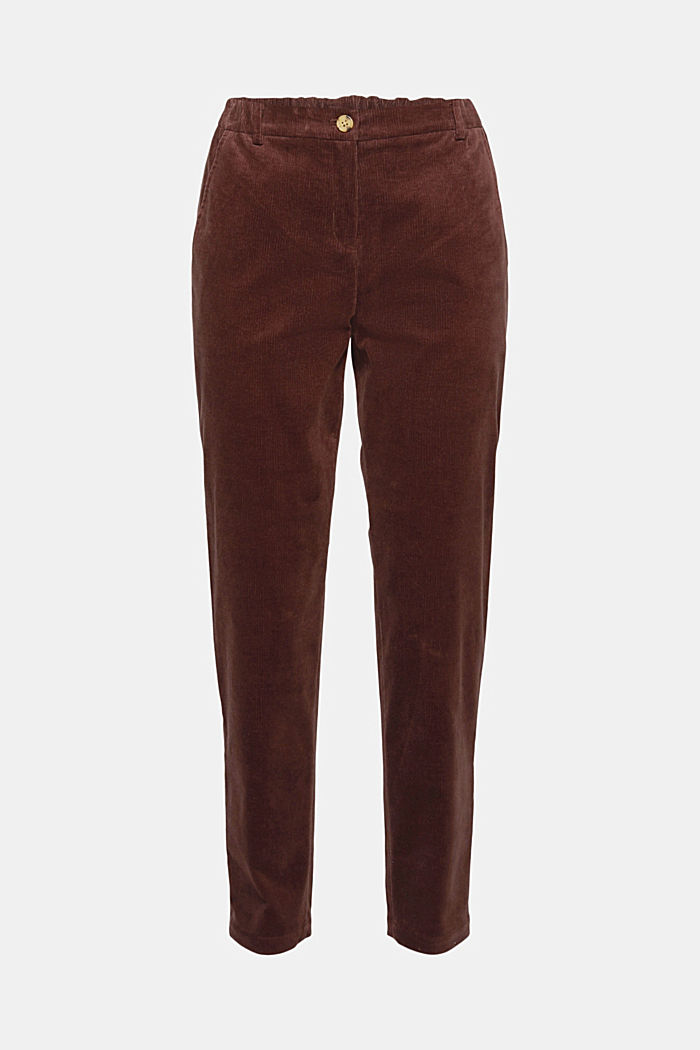 Pull-on needlecord chinos, RUST BROWN, overview