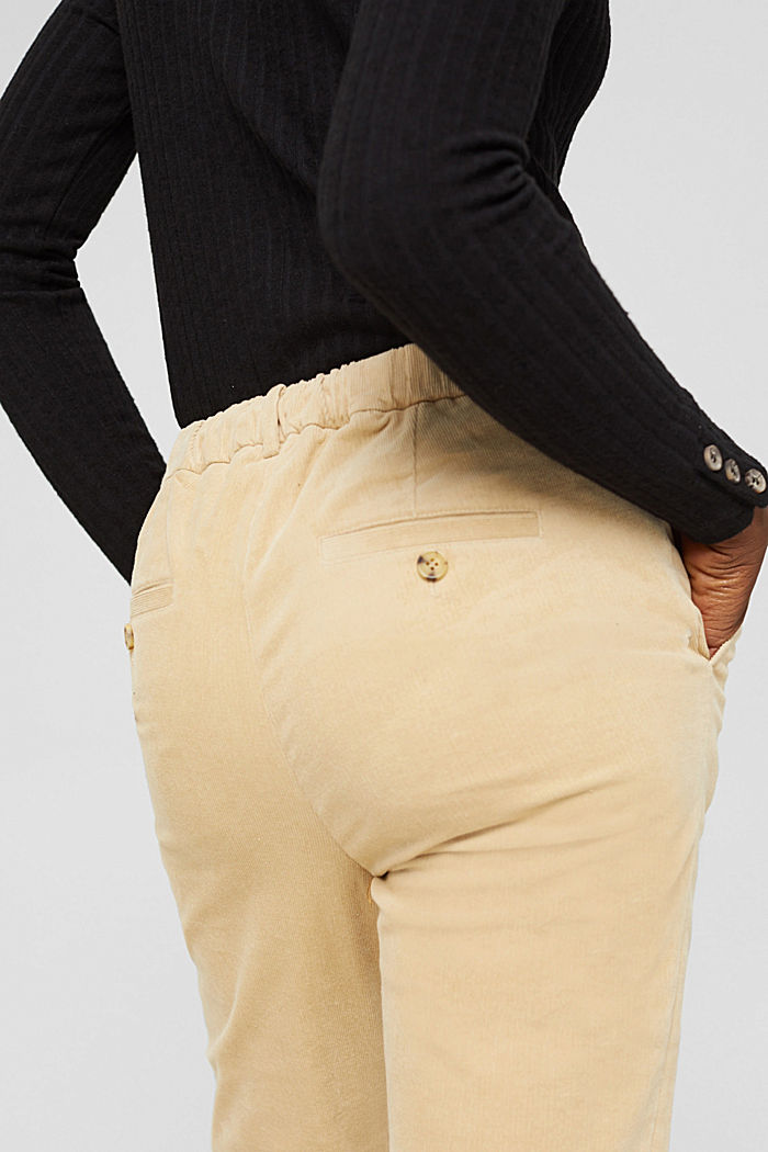 Pantalon à enfiler de style chino en fin velours, SAND, detail image number 2