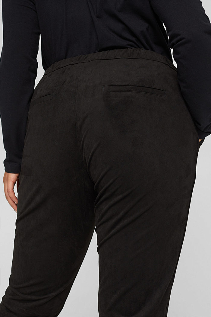 CURVY faux suede tracksuit bottoms, BLACK, detail image number 5