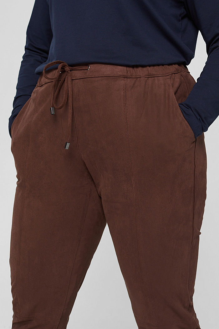 CURVY faux suede tracksuit bottoms, RUST BROWN, detail image number 2
