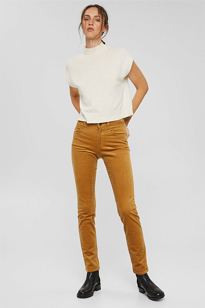 Needlecord trousers in blended cotton, CAMEL, detail image number 1