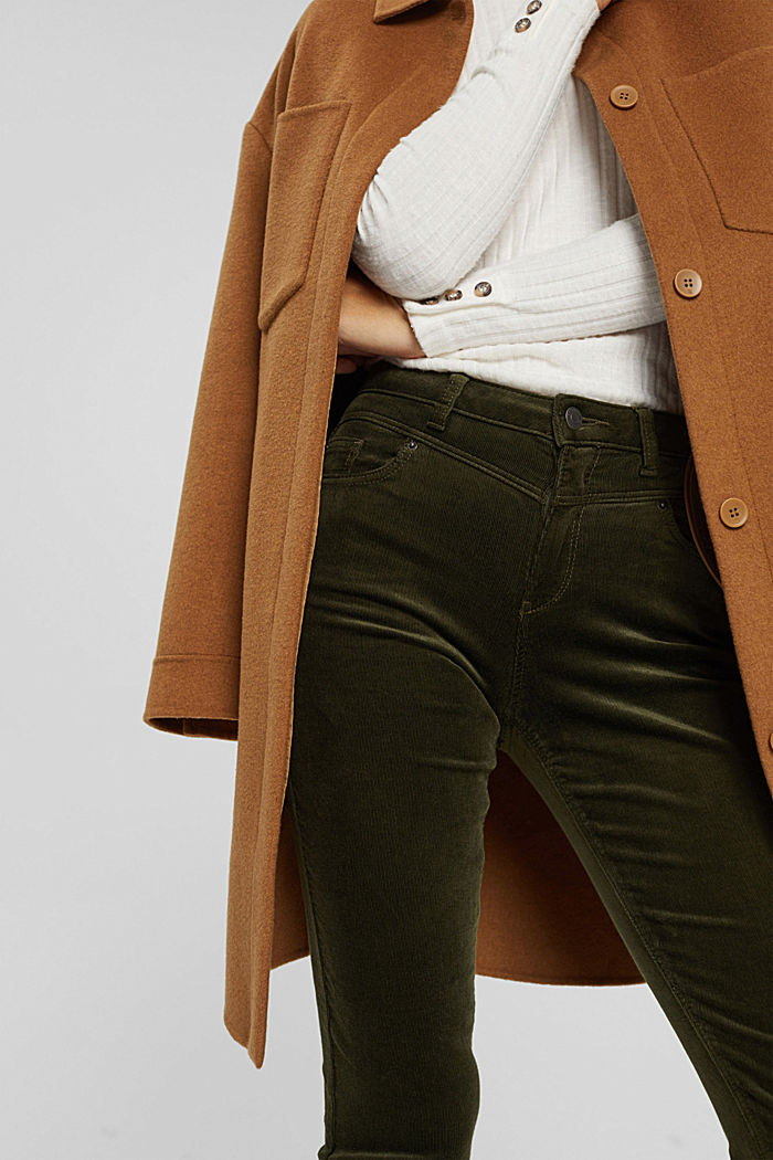 Needlecord trousers in blended cotton, DARK KHAKI, detail image number 2