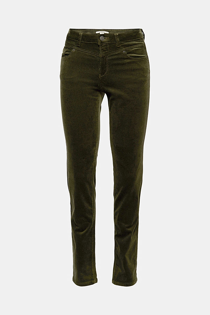 Needlecord trousers in blended cotton, DARK KHAKI, detail image number 8