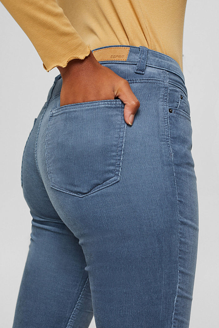 Spodnie ze sztruksu w cienkie prążki z mieszanki bawełnianej, GREY BLUE, detail image number 5