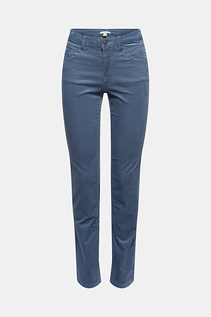 Pantalon en fin velours de coton mélangé, GREY BLUE, detail image number 7