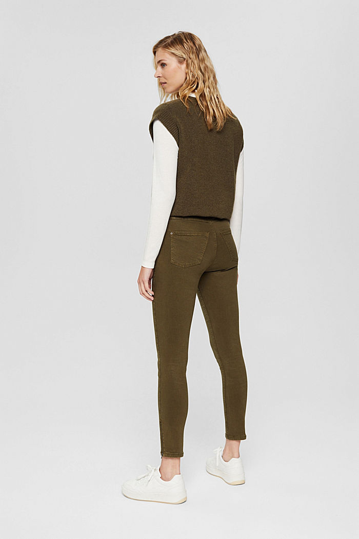 Ankle-length trousers with hem zips, DARK KHAKI, detail image number 3