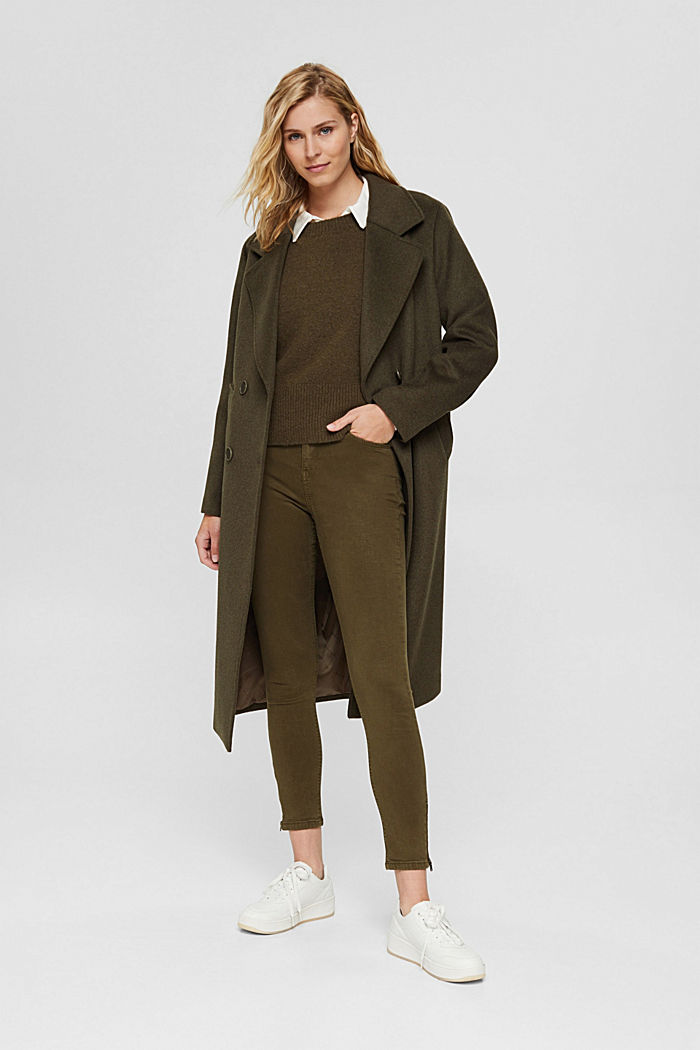 Ankle-length trousers with hem zips, DARK KHAKI, detail image number 1