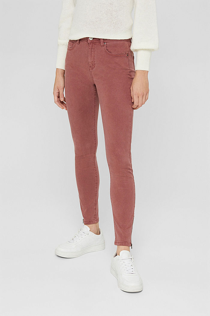 Ankle-length trousers with hem zips, DARK OLD PINK, detail image number 0
