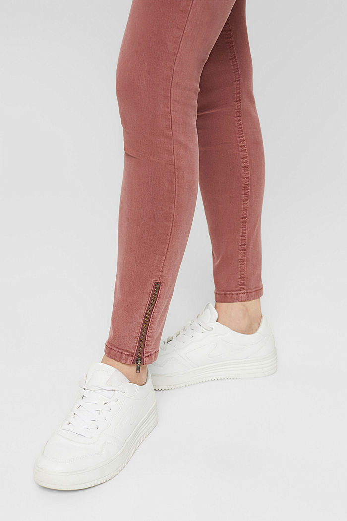 Ankle-length trousers with hem zips, DARK OLD PINK, detail image number 2