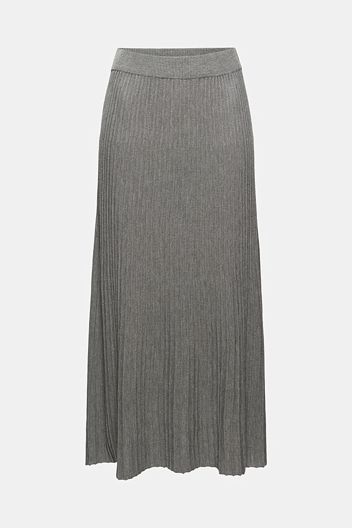 Recycled: maxi skirt with ribbed texture, GUNMETAL, overview