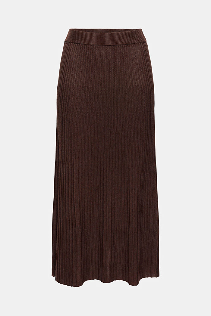 Recycled: maxi skirt with ribbed texture, RUST BROWN, detail image number 6