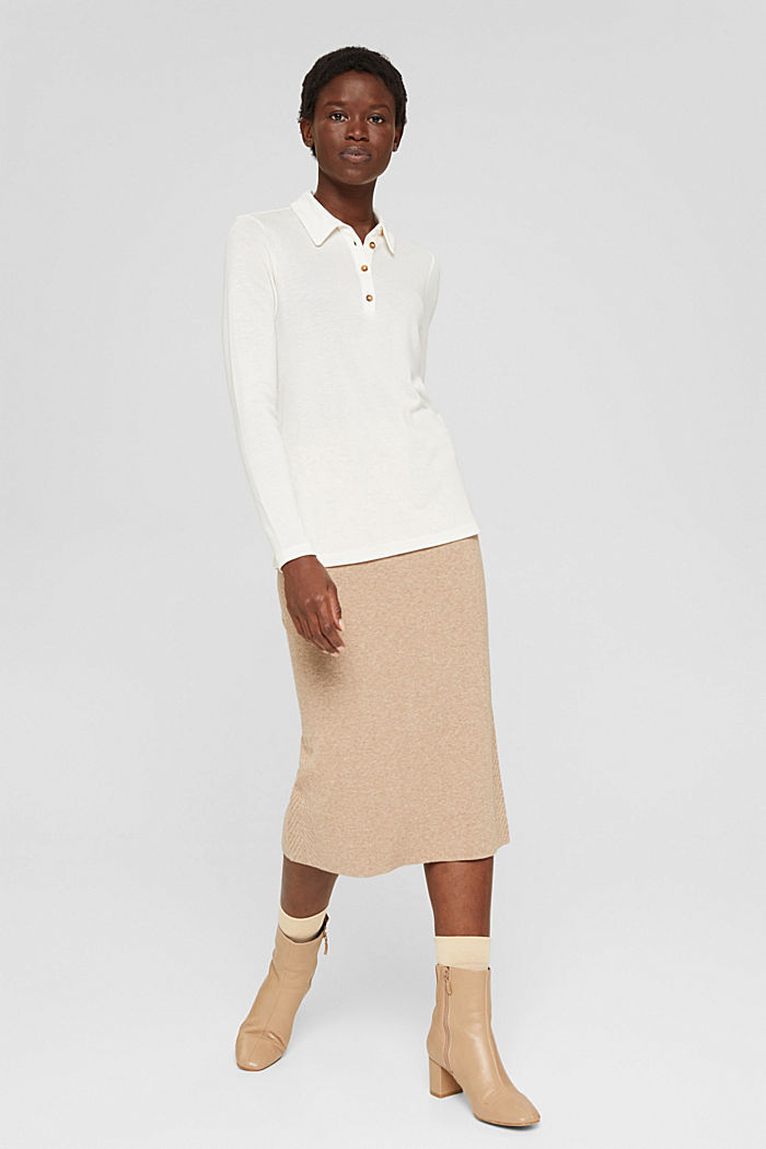 Knitted pencil skirt with textured sides, CAMEL, detail image number 5