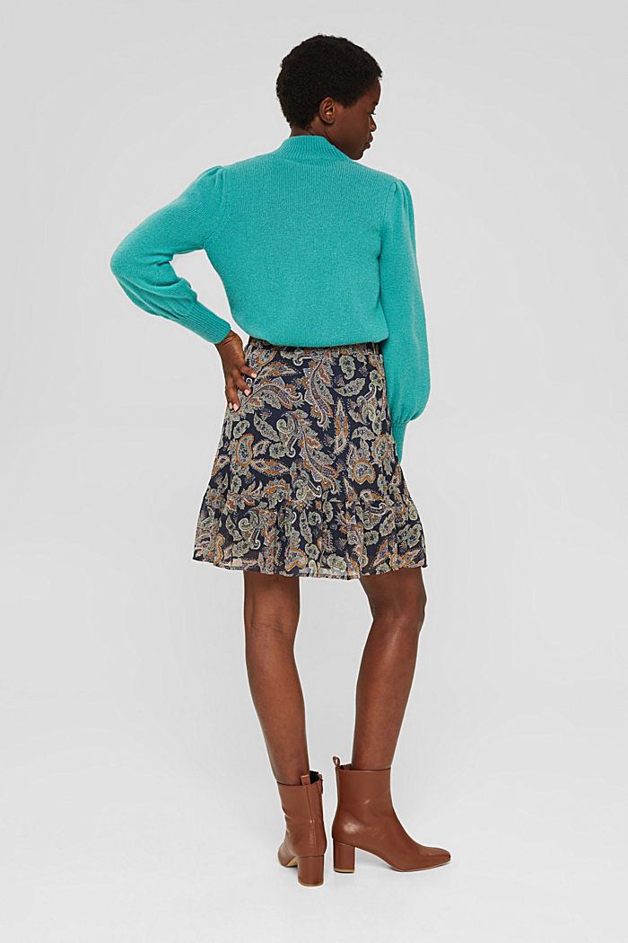 Recycled: chiffon mini skirt with paisley print, NAVY, detail image number 3