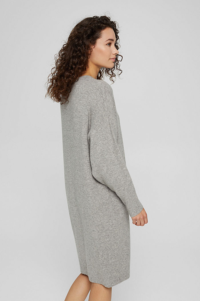 Wool blend: knitted dress in an O-shaped design, MEDIUM GREY, detail image number 2
