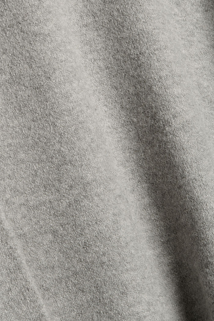 Wool blend: knitted dress in an O-shaped design, MEDIUM GREY, detail image number 4