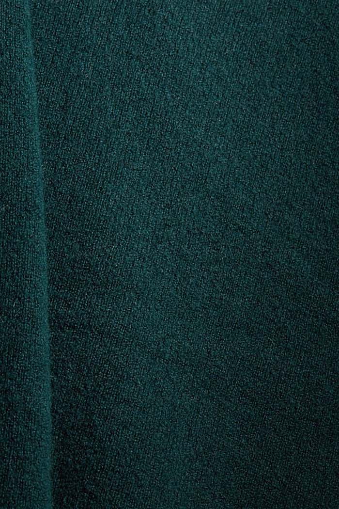 Wool blend: knitted dress in an O-shaped design, DARK TEAL GREEN, detail image number 4