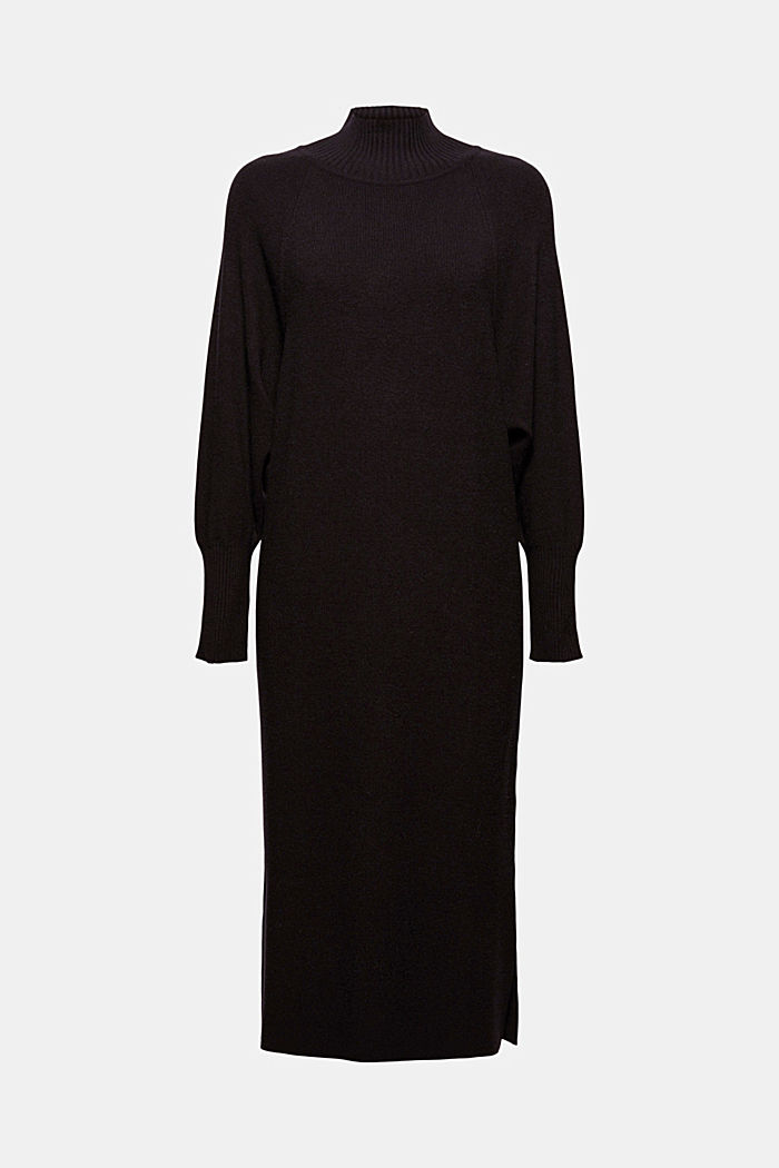 Knit dress with LENZING™ ECOVERO™, BLACK, overview