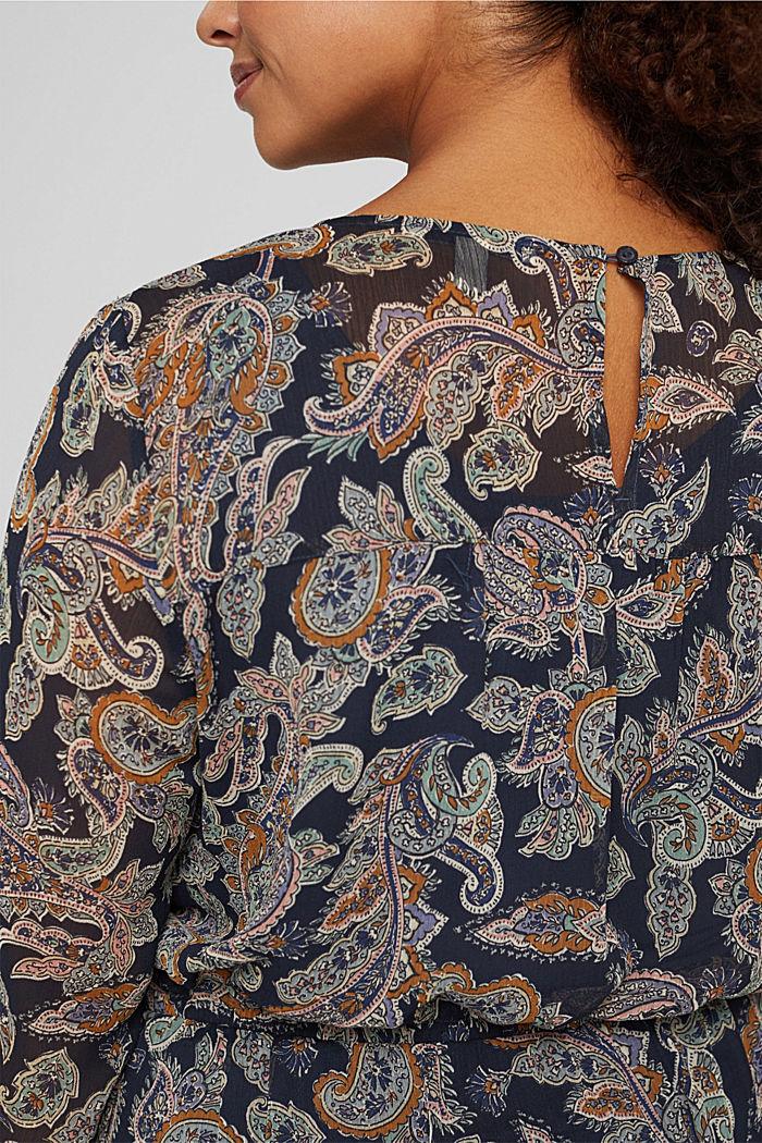 CURVY recycled: Chiffon dress with a Paisley print, NAVY, detail image number 5