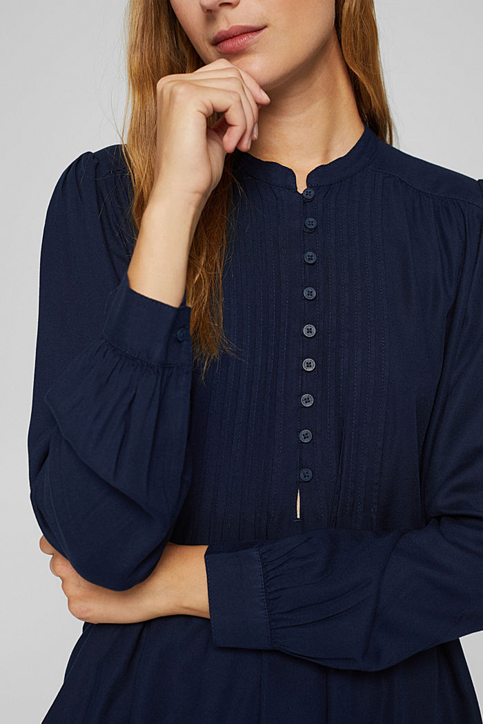 Tunic blouse with pintucks, NAVY, detail image number 2