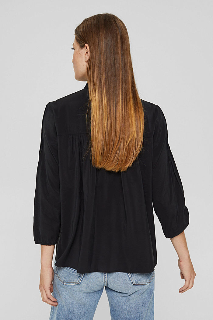 Glanzende henley-blouse met LENZING™ ECOVERO™, BLACK, detail image number 3