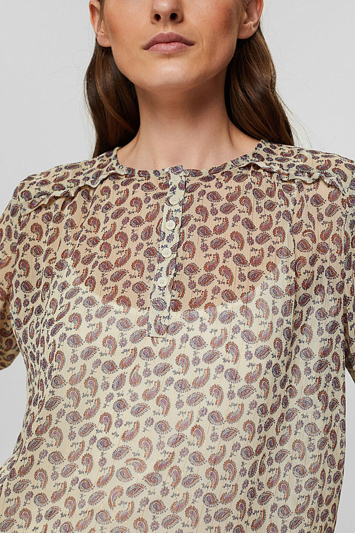 Chiffon blouse with a paisley print and undershirt, OFF WHITE, detail image number 2