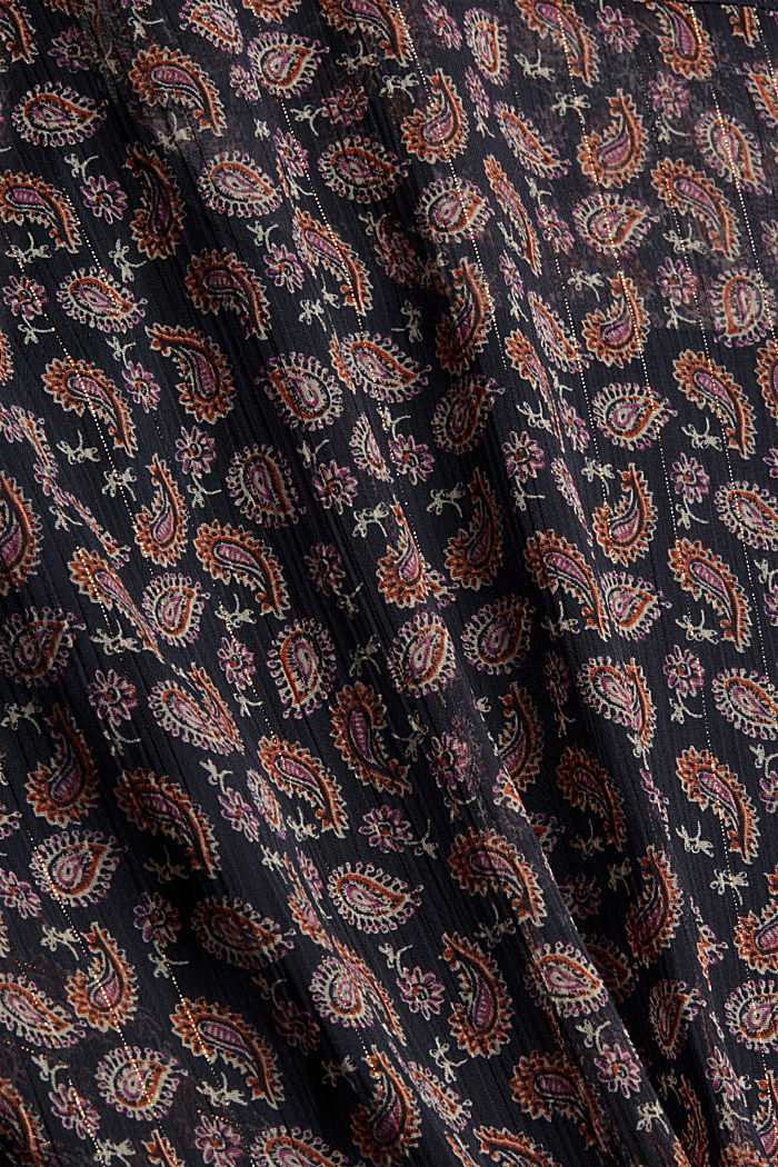 Chiffon blouse with a paisley print and undershirt, NAVY, detail image number 4