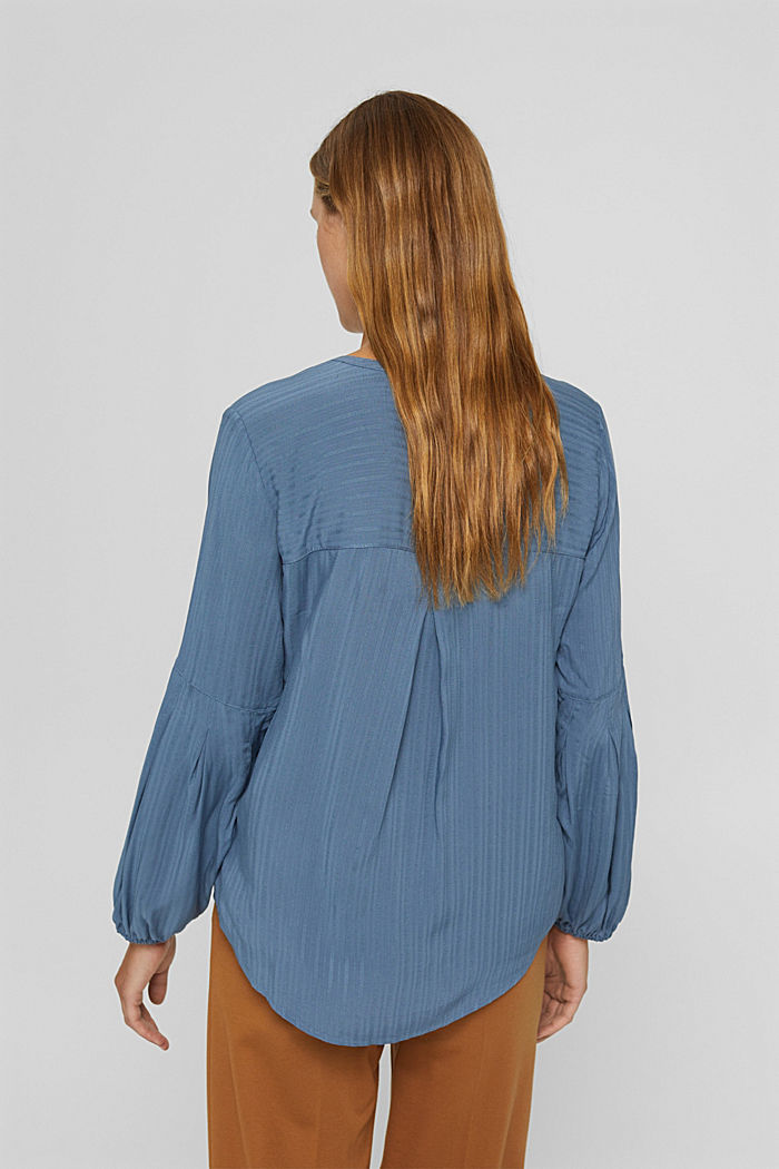 Blouse with textured stripes, LENZING™ ECOVERO™, GREY BLUE, detail image number 3