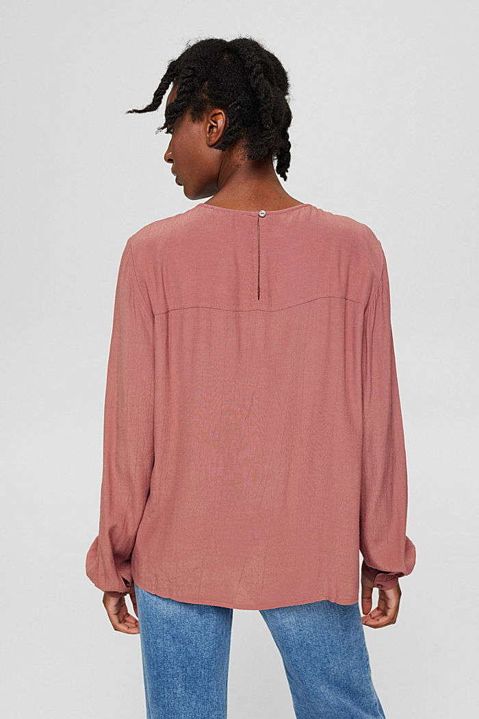 Crêpe blouse with pintucks, in LENZING™ ECOVERO™, DARK OLD PINK, detail image number 3