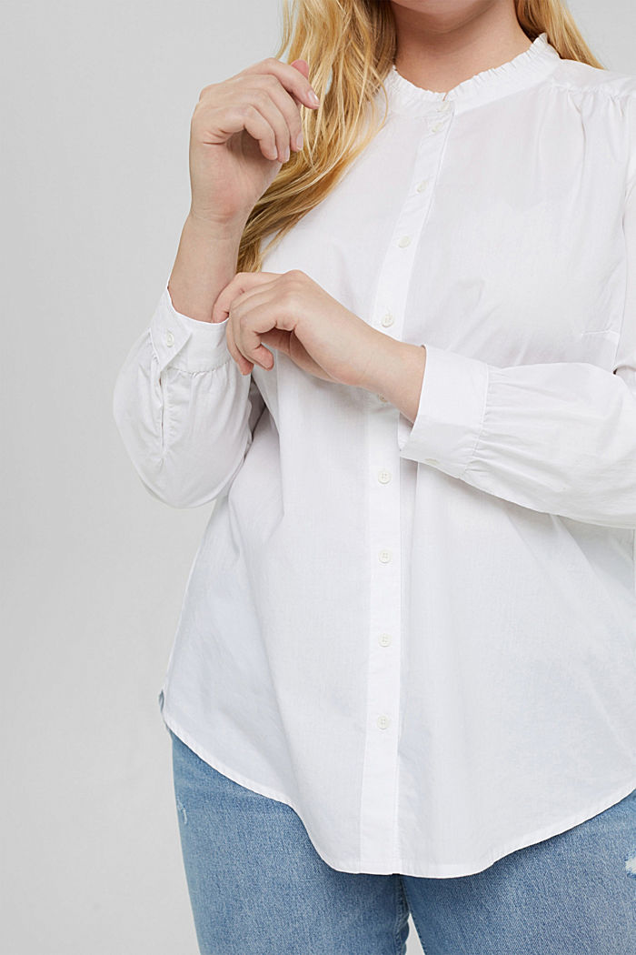 CURVY long shirt blouse with a frilled collar, WHITE, detail image number 2