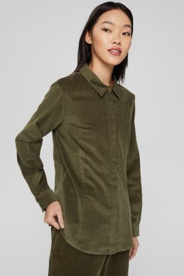 ESPRIT-Skjortebluse i fløjl af bomuldsstretch i vores onlinebutik